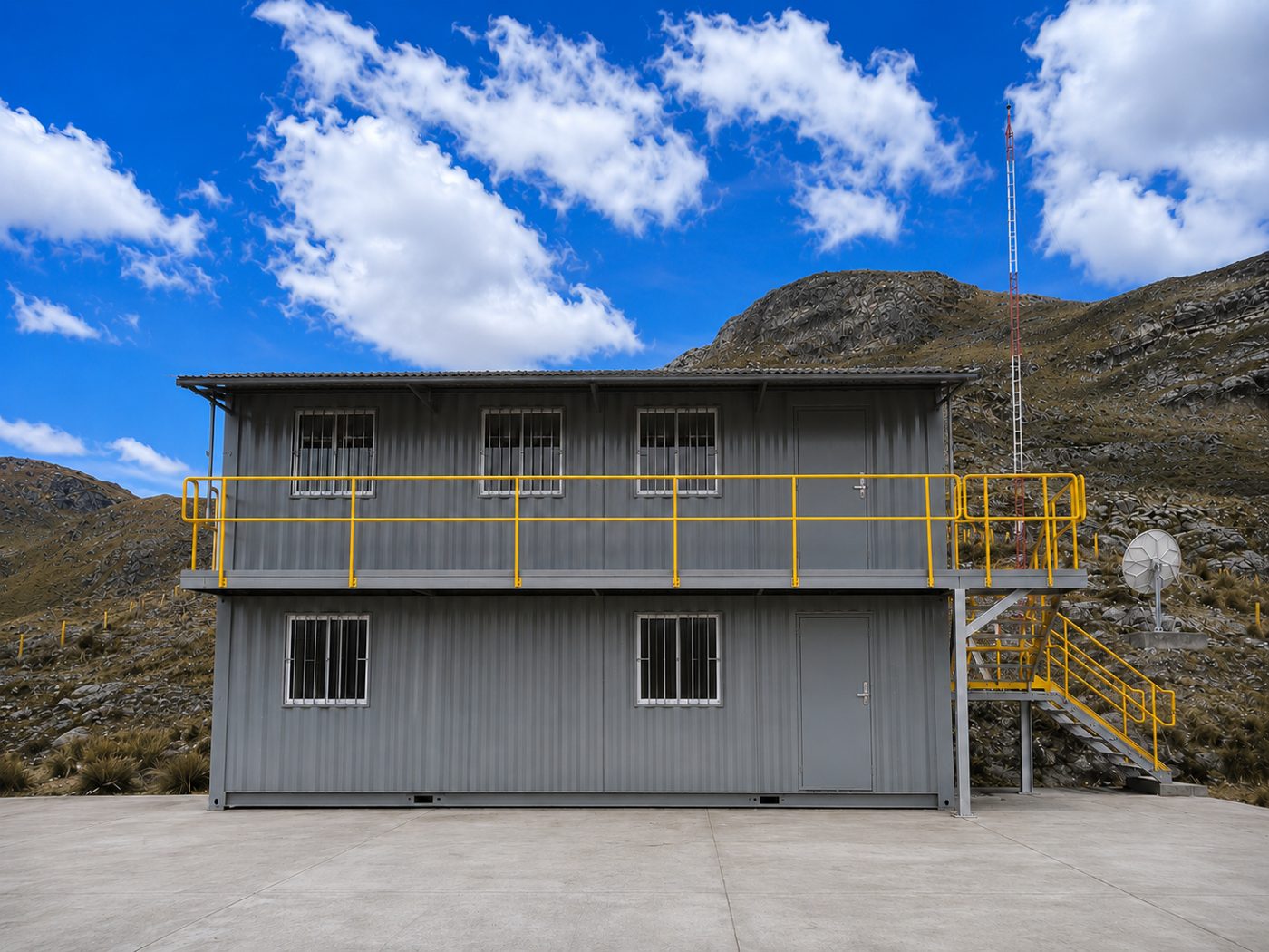 Proyecto de oficina modular con plataforma